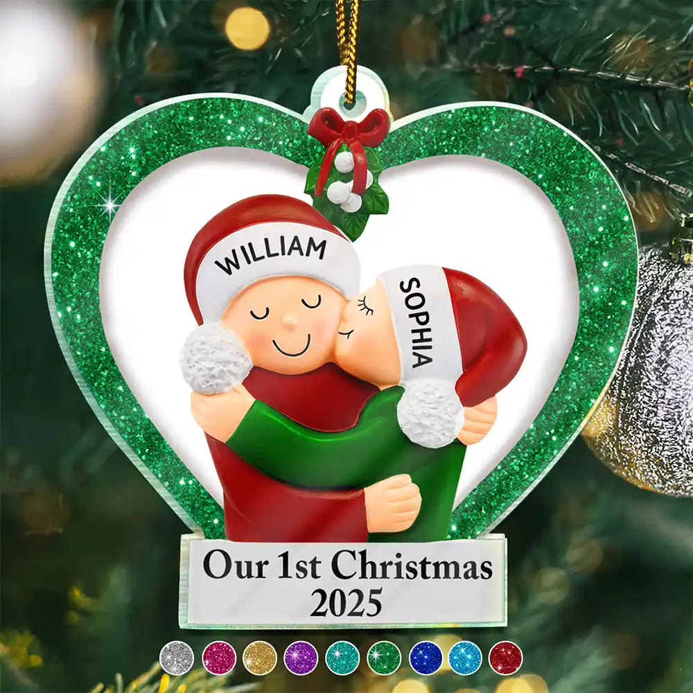 Our 1st Christmas Kisses Couple - Personalized Custom Shaped Acrylic Ornament