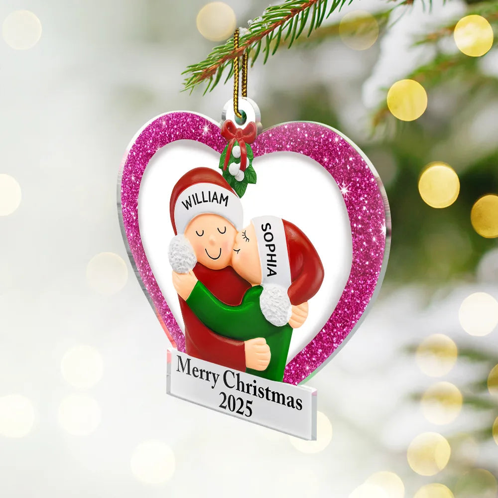 Our 1st Christmas Kisses Couple - Personalized Custom Shaped Acrylic Ornament