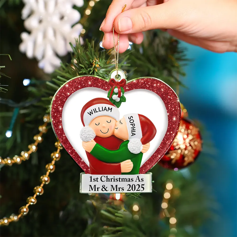 Our 1st Christmas Kisses Couple - Personalized Custom Shaped Acrylic Ornament