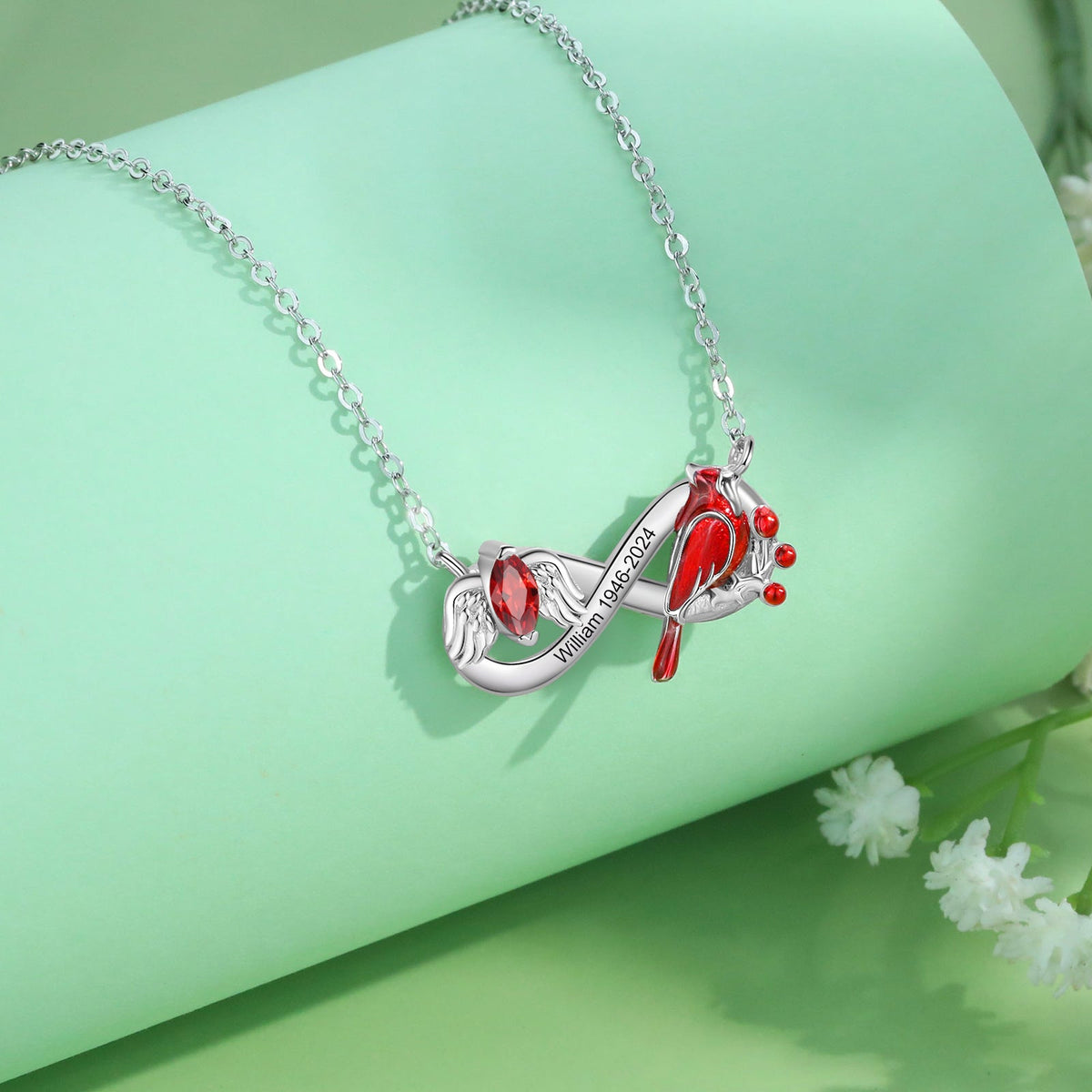 Cardinals Appear When Angels Are Near Memorial Infinite Personalized Necklace