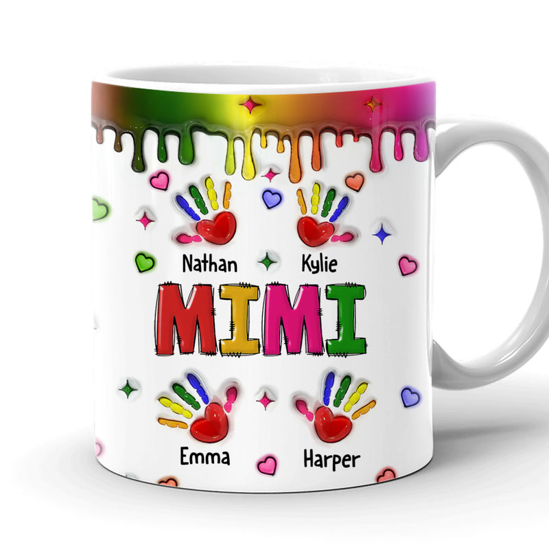 Personalized Colorful Grandma Mom Handprint Mug