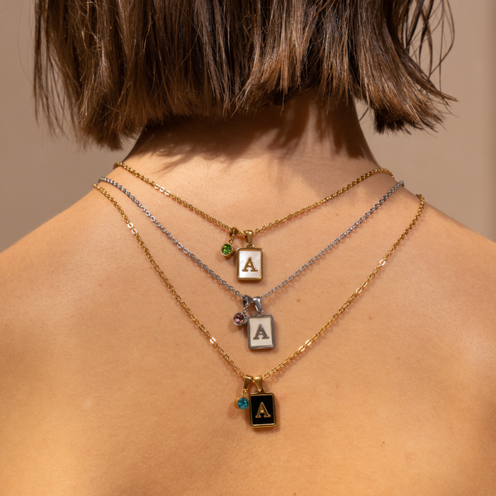 Personalized Initial Birthstone Necklace For Woman