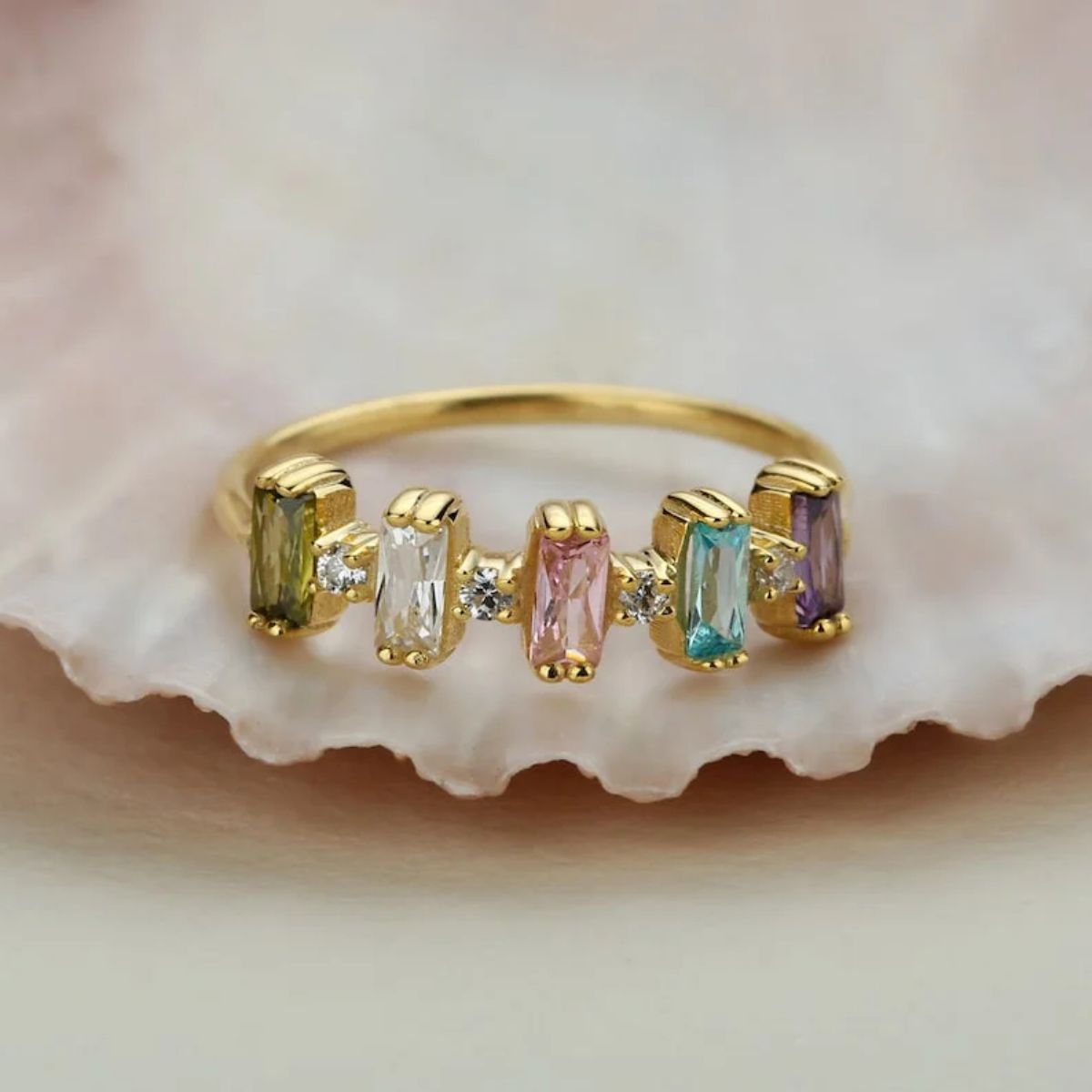 Personalized Gift For Grandma Mom Family Birthstone Ring