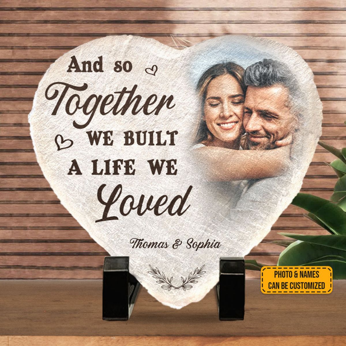 Couple Personalized Heart Shaped Stone With Stand