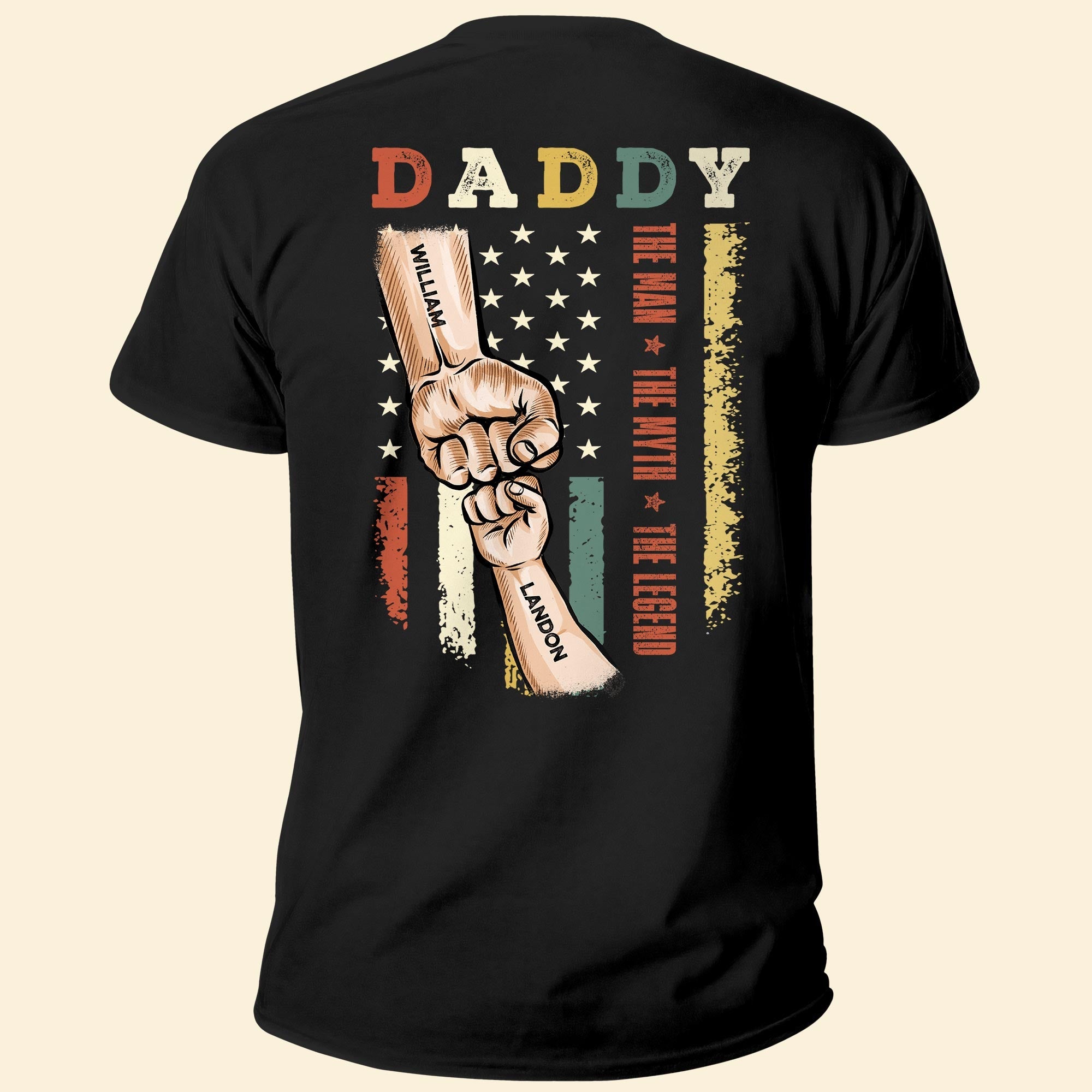 Personalized Back Printed Shirt, Daddy The Man The Myth The Legend New Version
