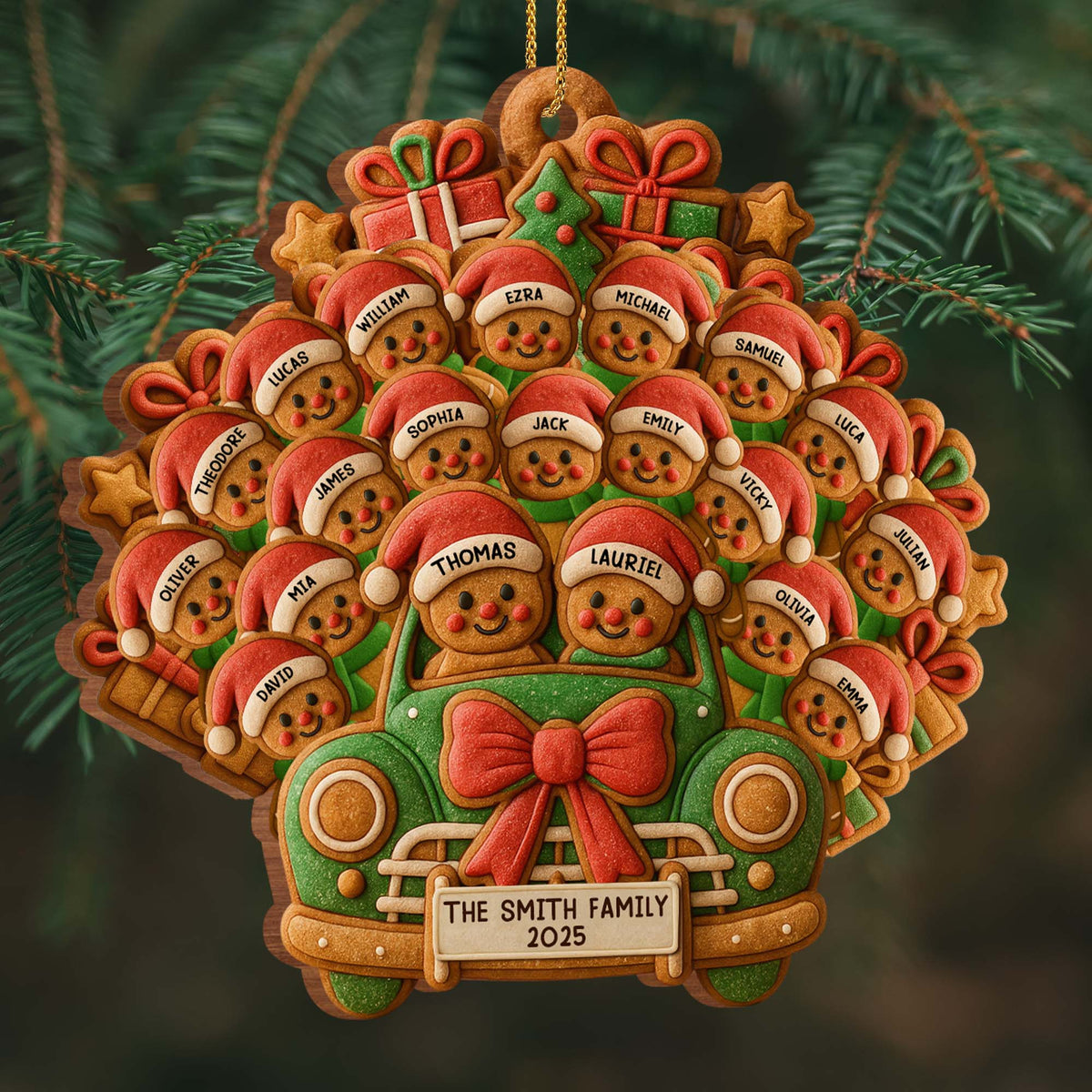 Celebrate Your Family's Holiday With Custom Van And Bears Ornament, Personalized Wood Ornament