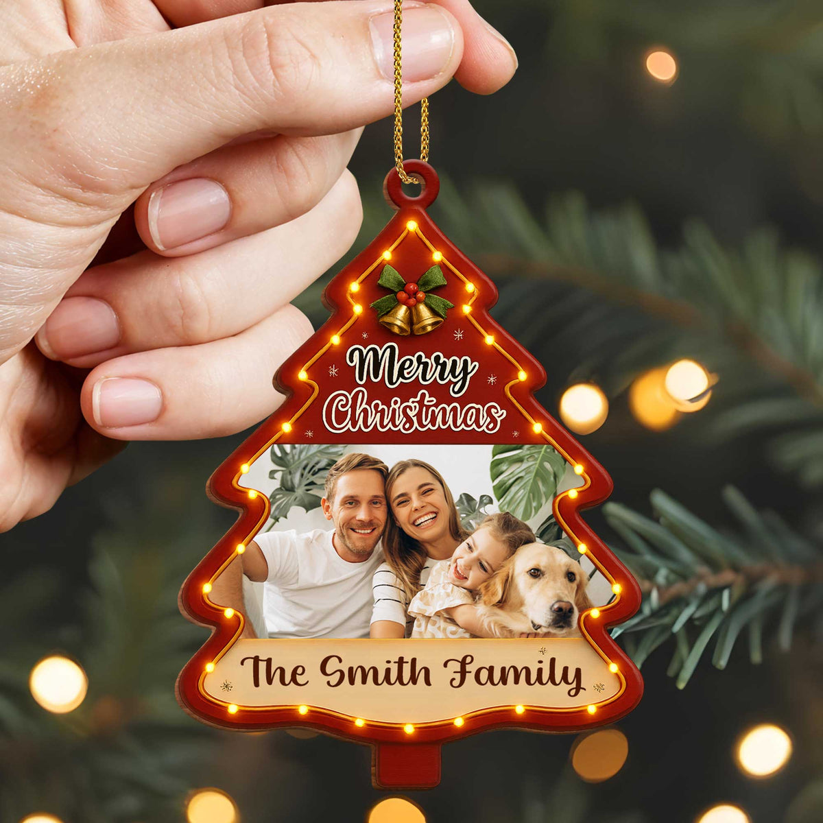 Merry Christmas Personalized Tree Wood Ornament