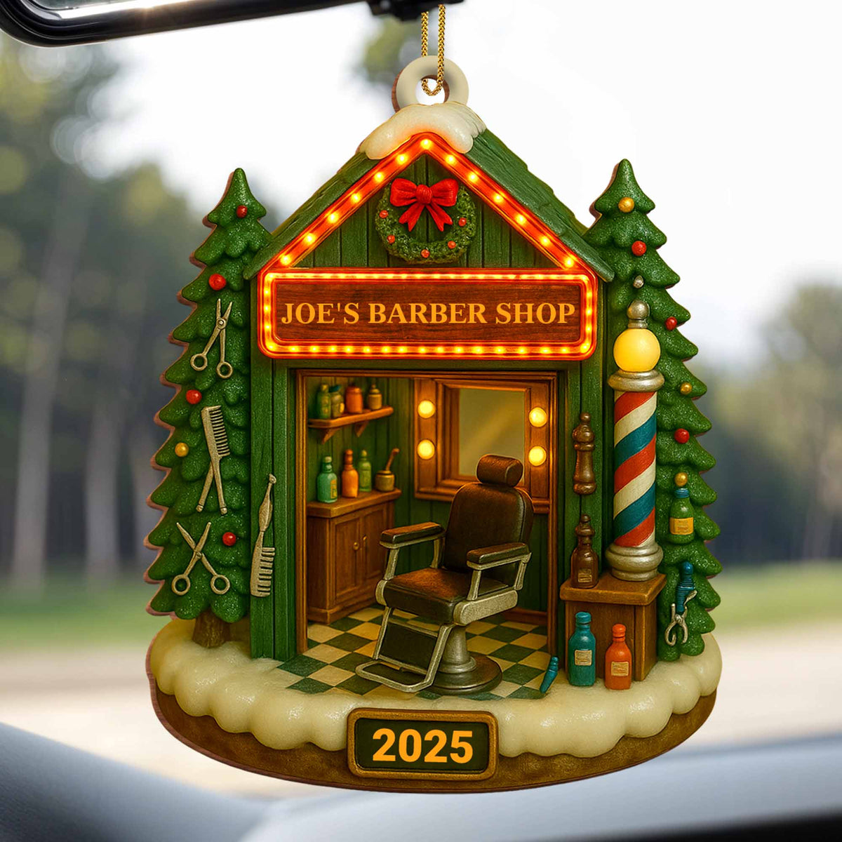 Create Your Own Barber Shop, Personalized Custom Wood Ornament, Gift For Barbers