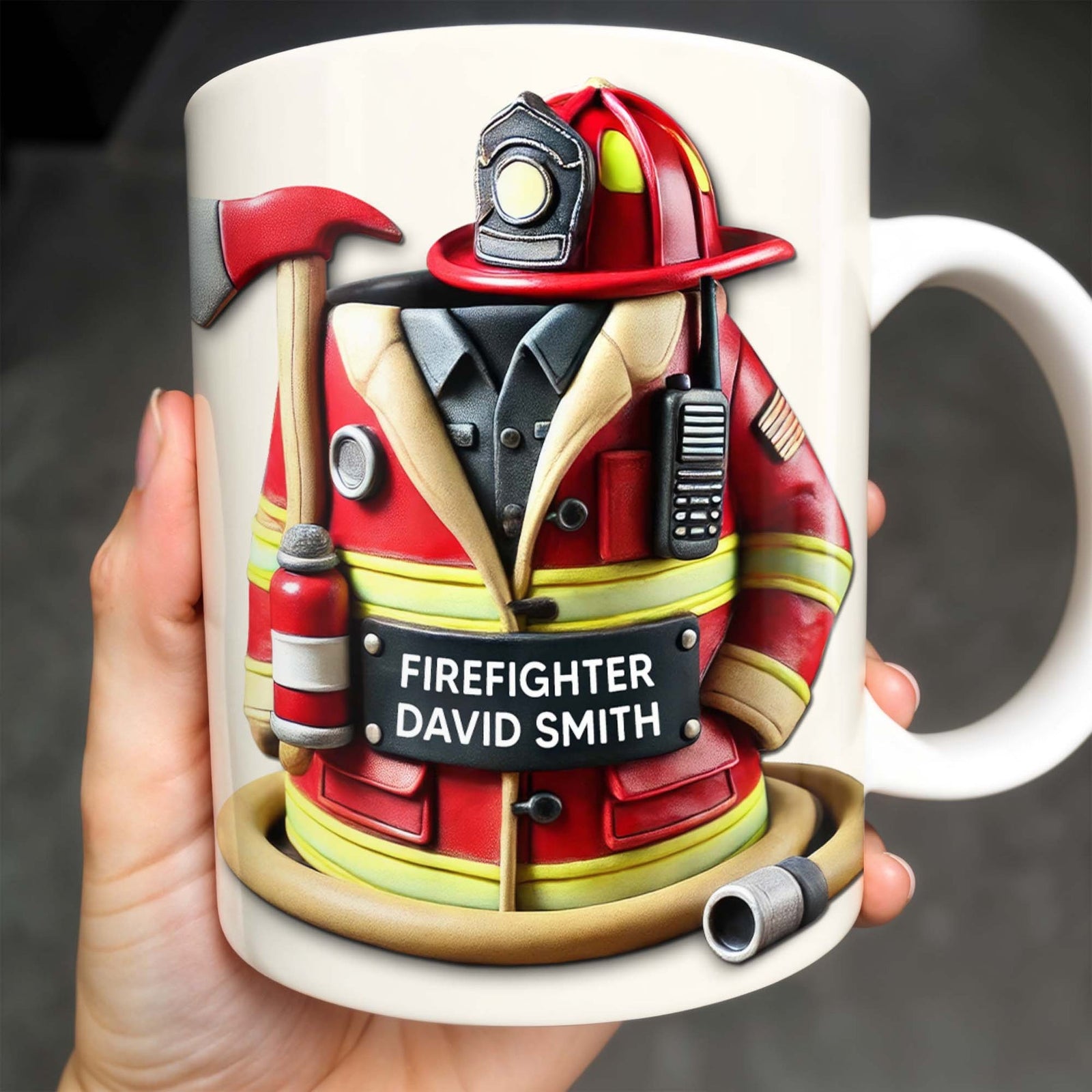 Firefighter,Gear and Helmet, Personalized Coffee Mug, Gift For Firefighters
