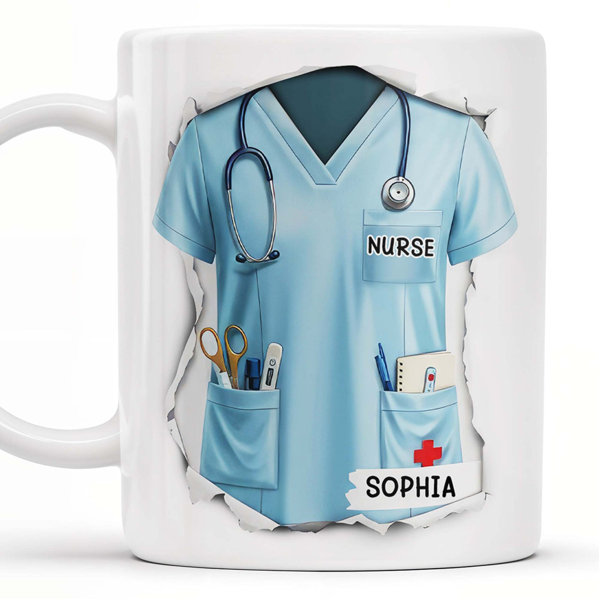 Celebrate Your Favorite Nurse, Nurse Uniform And Medical Tools, Personalized Coffee Mug, Gift For Nurses