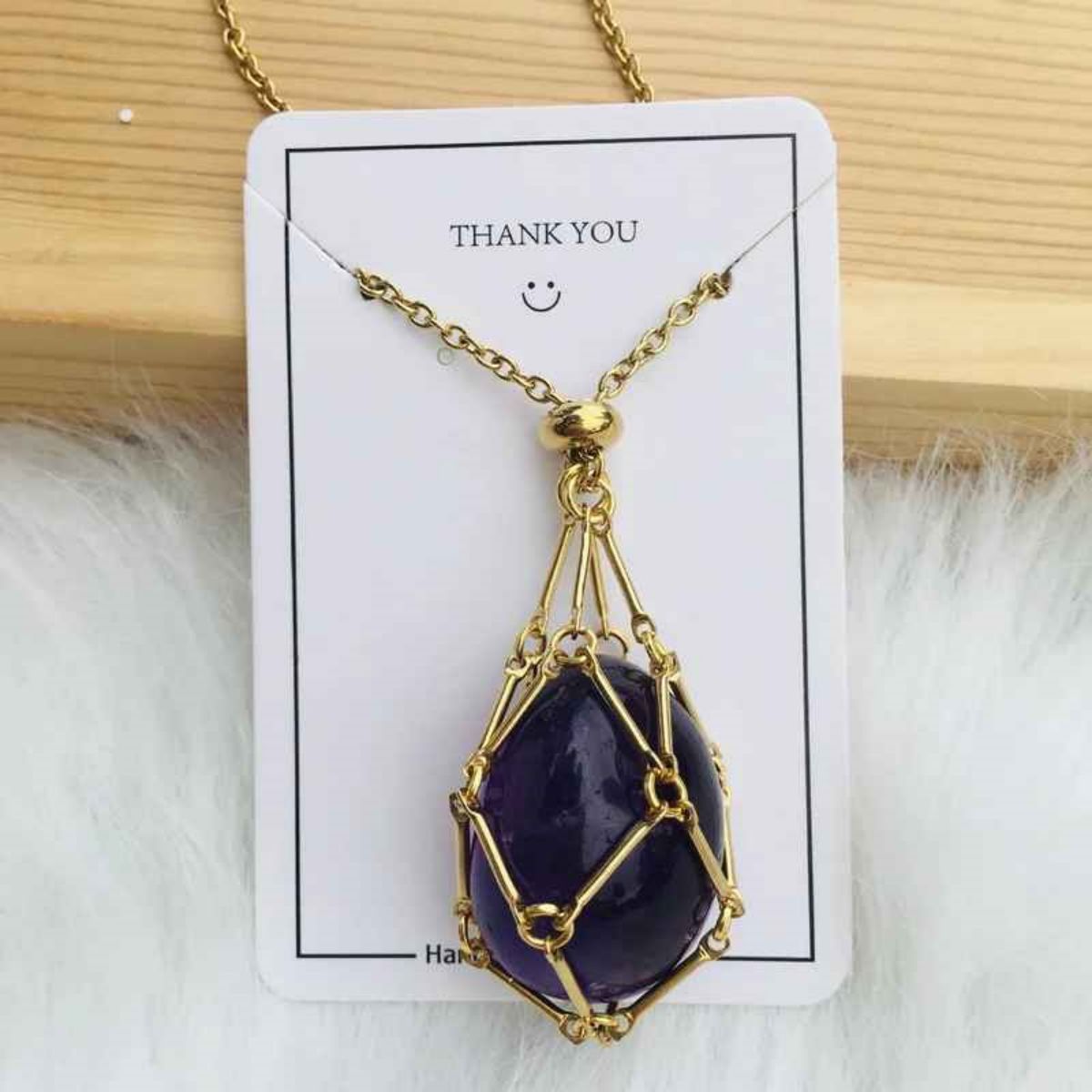 Crystal Gemstone Holder Necklace