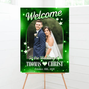Personalized Photo Glitter Wedding Welcome Sign