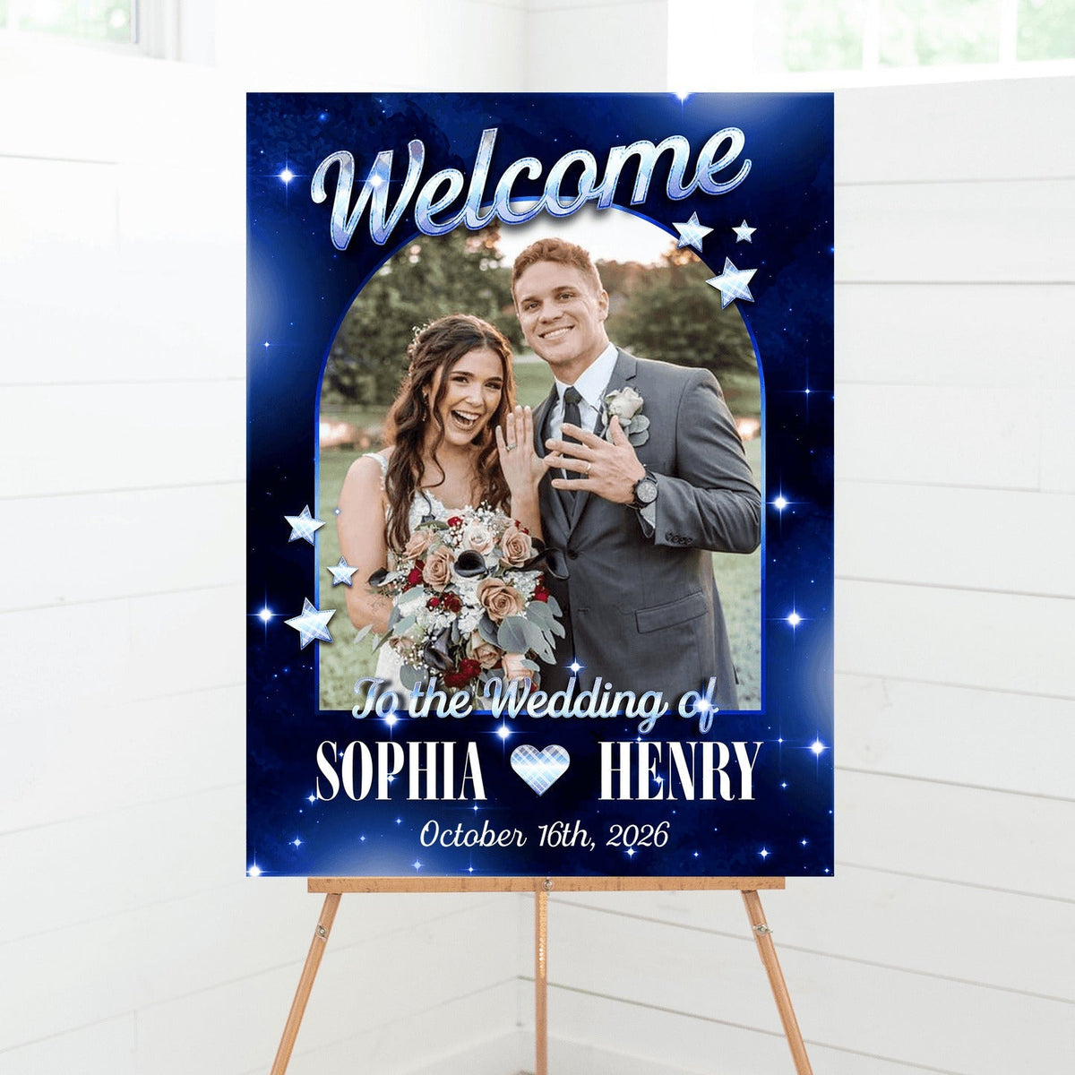 Personalized Photo Glitter Wedding Welcome Sign