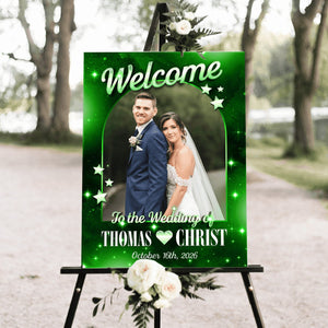Personalized Photo Glitter Wedding Welcome Sign