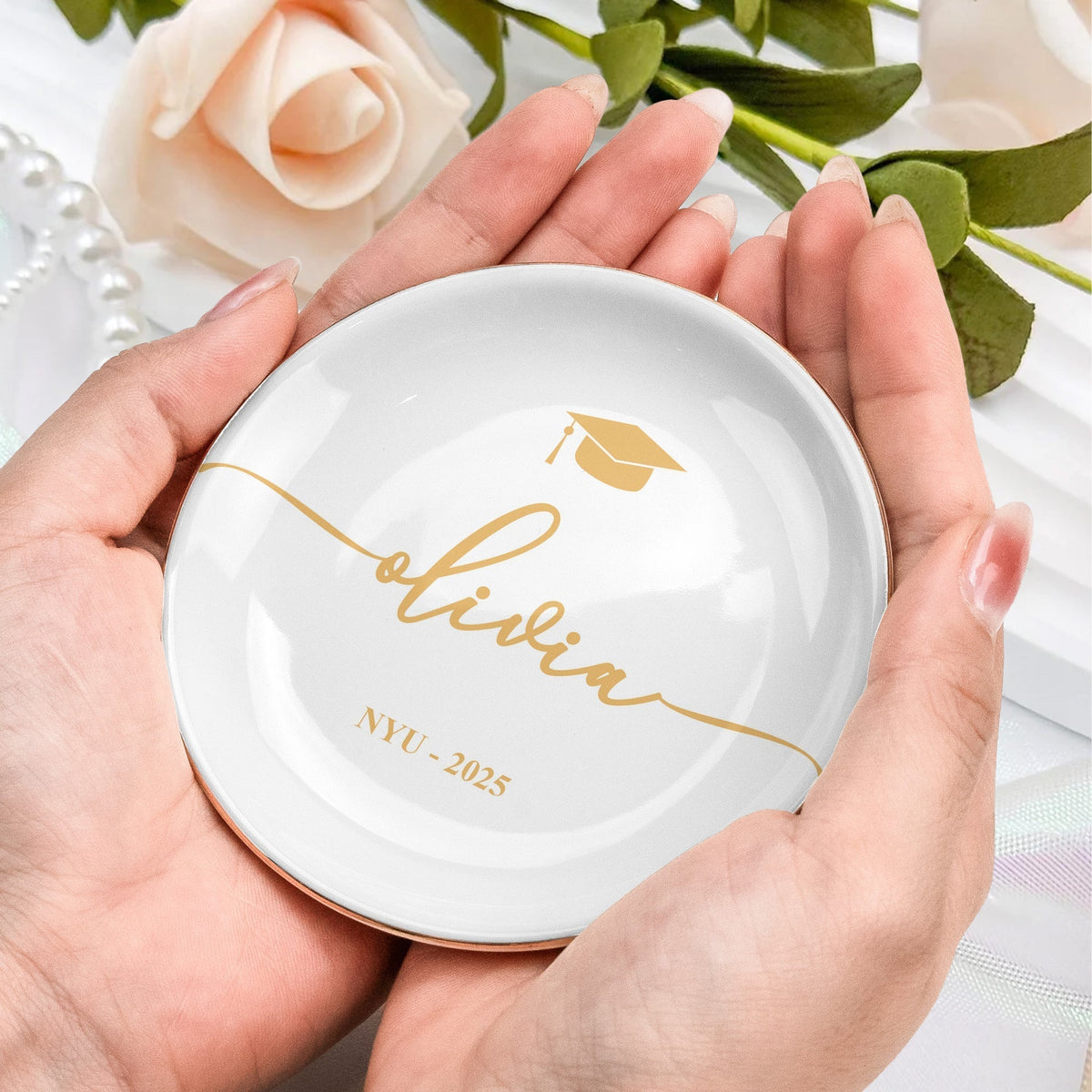 Graduation Dish Custom Name School Year - Personalized Jewelry Dish