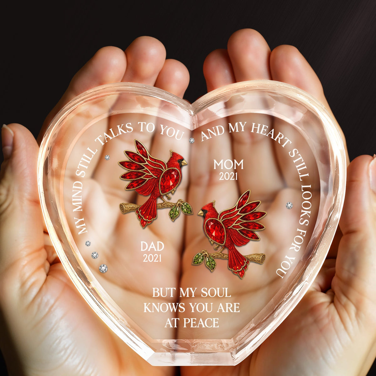 My Mind Still Talks To You - Personalized Crystal Heart Plaque, Gift For Family