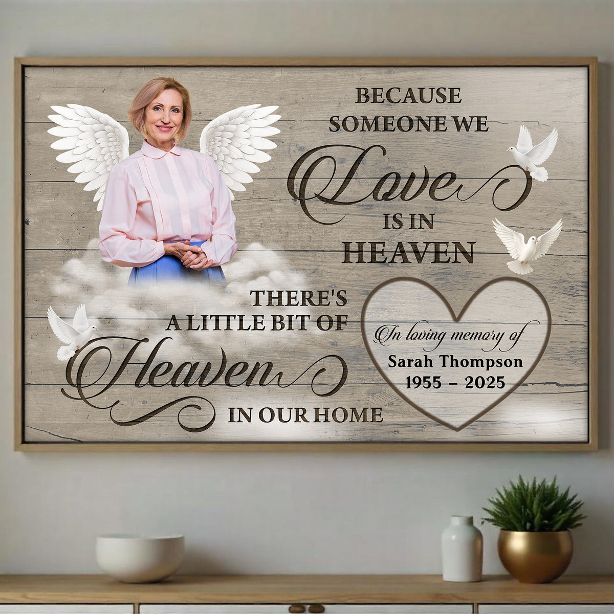 Because Someone We Love Is In Heaven, Personalized Memorial Canvas Poster Gift For Bereaved Family