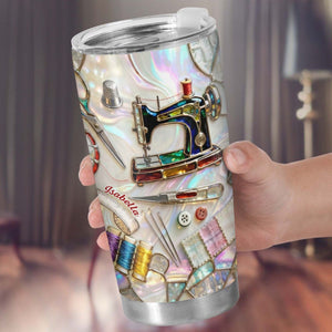 Timeless Things Appreciated More Than You Can Sew, Stainless Steel Tumbler, Gift For Crafters And Sewing Lovers