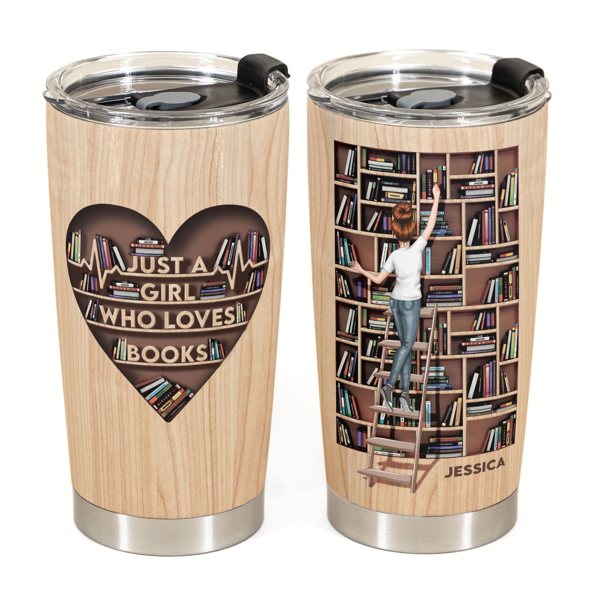 Personalized Tumbler Cup, Just A Girl Who Loves Books, Birthday Gift For Book Lover，Book Girl