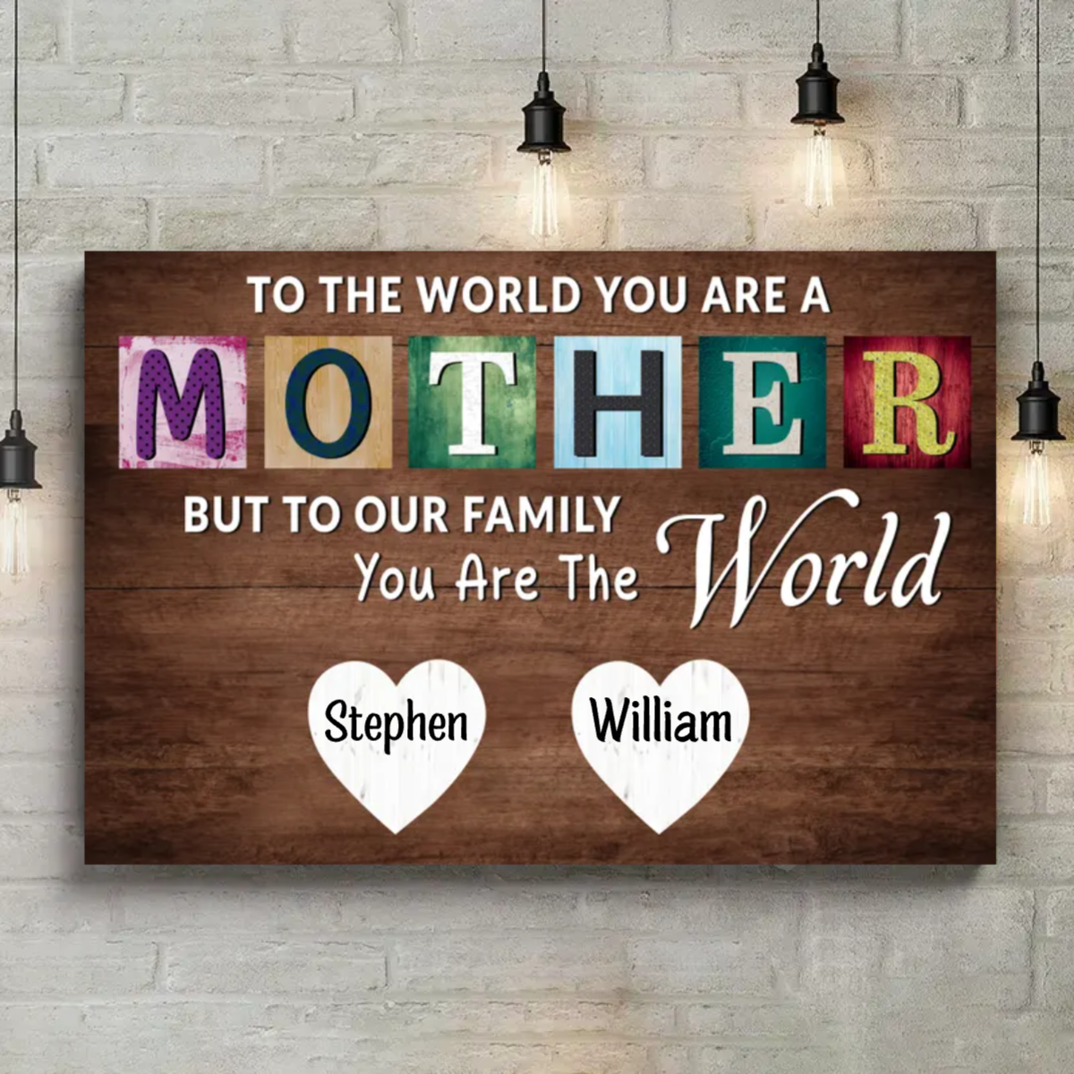 You Are The World Custom Names Canvas For Mom, Mother's Day Gift