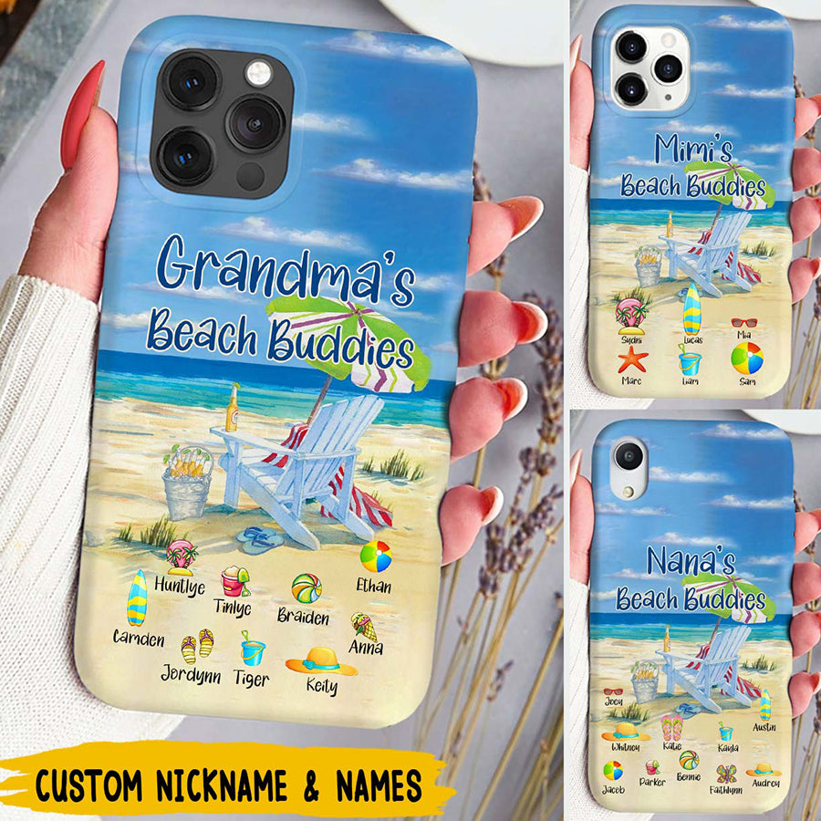 Personalized Phone Case Grandma's Beach Buddies Gift for Grandma Mom Kids on Birthday
