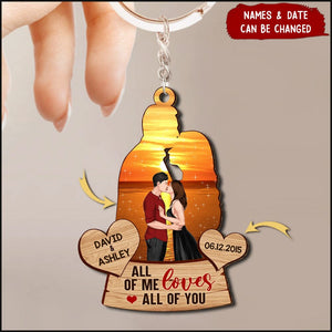 All Of Me Loves All Of You Couple Kissing Shadow Personalized Keychain