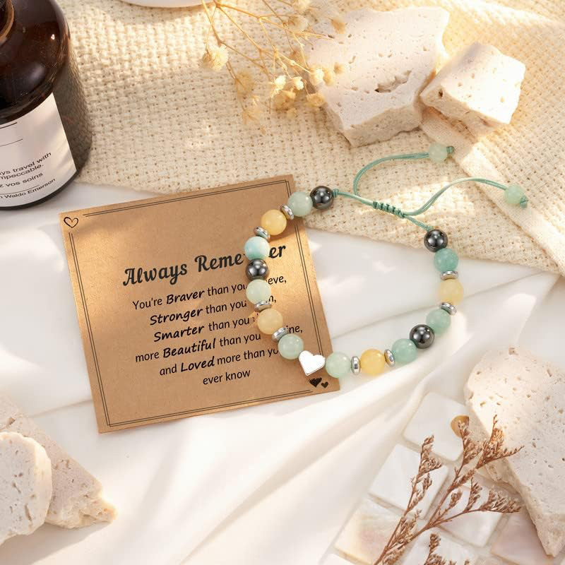 Hand Woven Bracelet With Gift Card, Healing Crystal Bracelet Mother's Day Gift