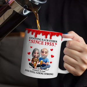 Old Couple Annoying Each Other 3D Effect - Personalized White Edge-to-Edge Mug