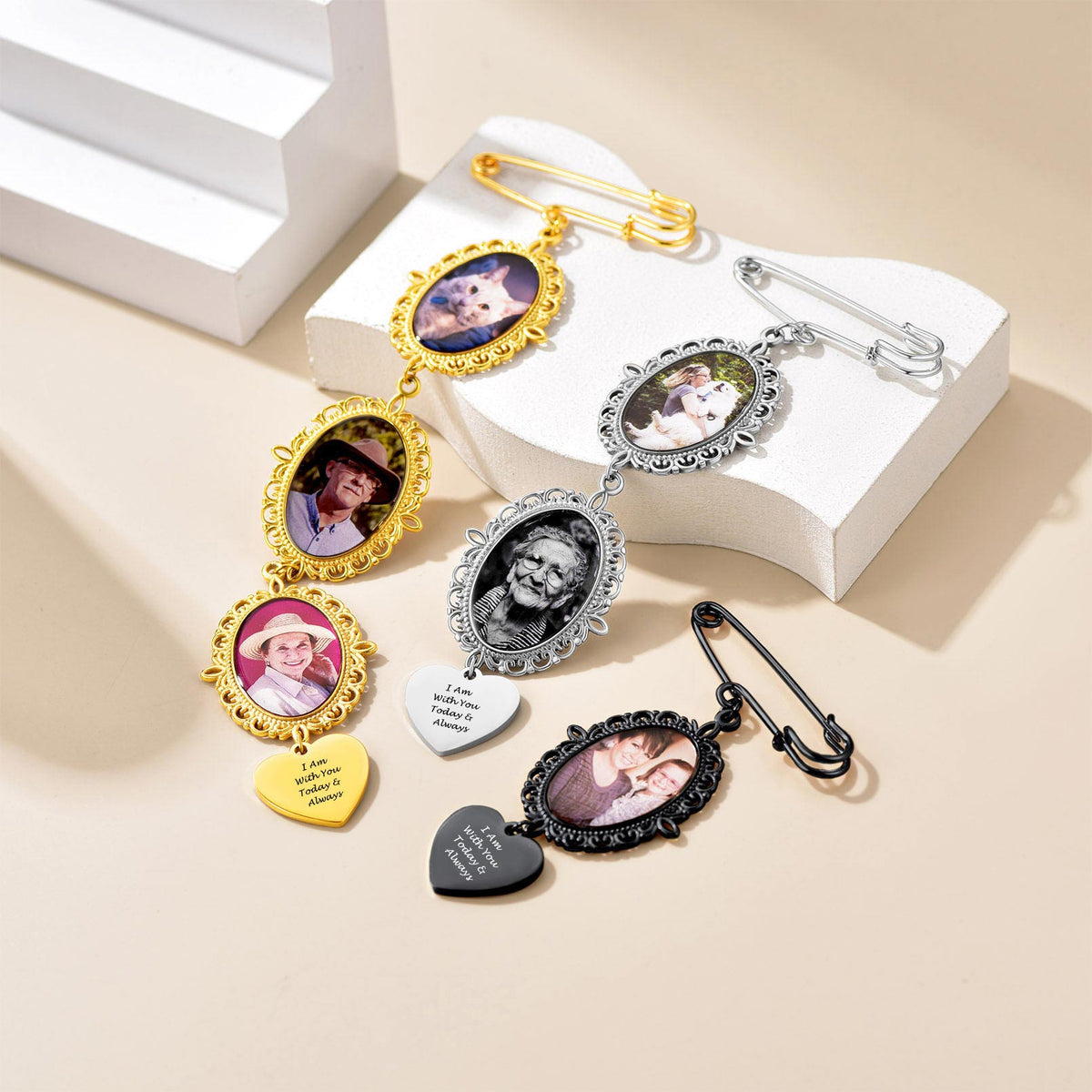 Personalized Wedding Bouquet Picture Charms Brooch Pins