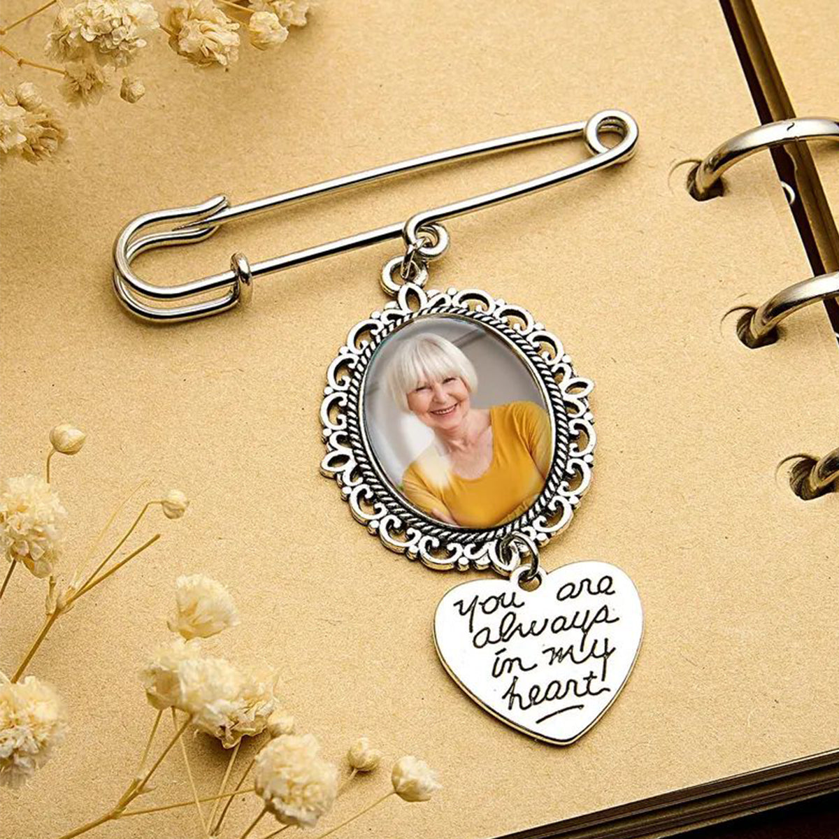 Personalized Wedding Bouquet Picture Charms Brooch Pins