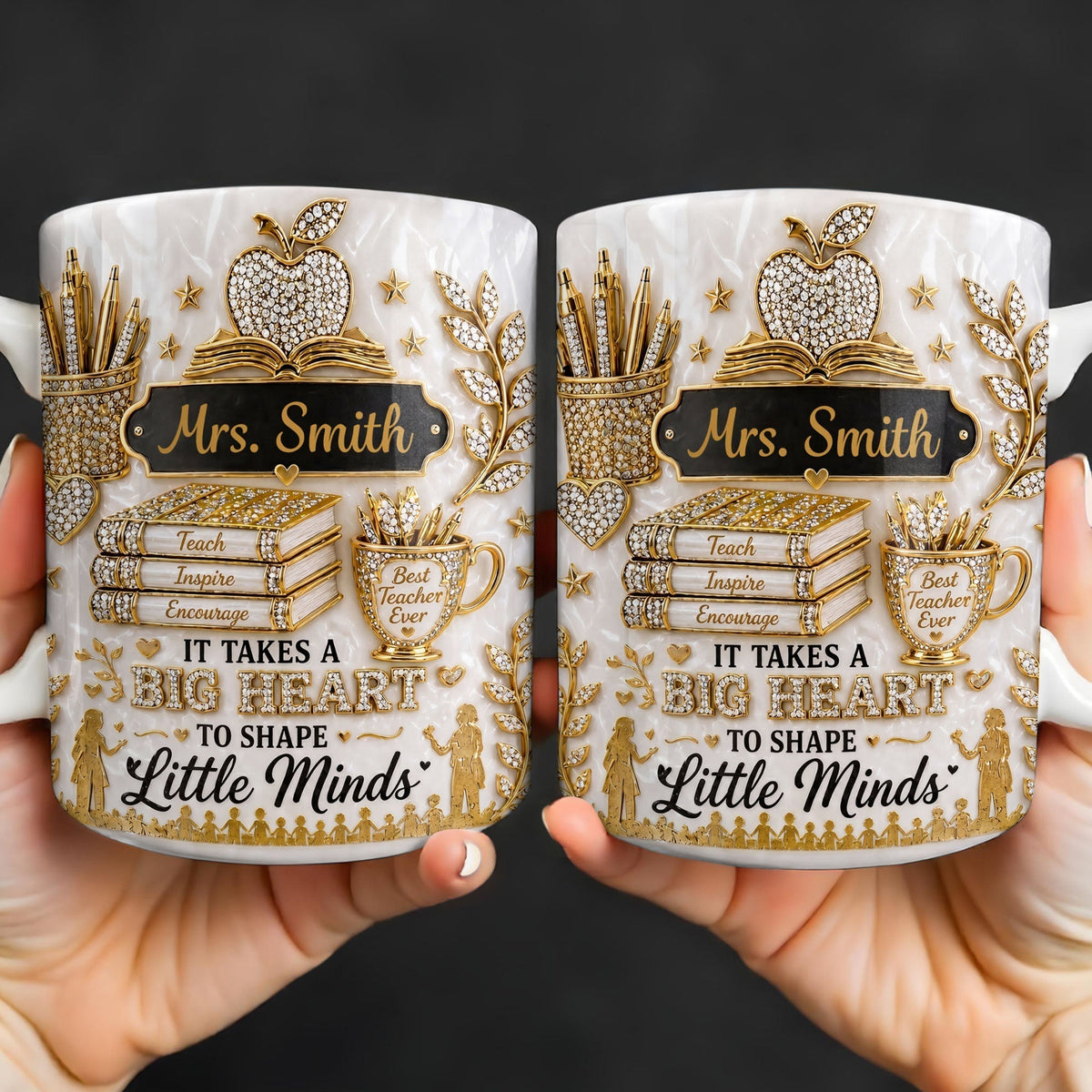 Teacher Gift – Personalized "Teach, Inspire, Encourage" Coffee Mug