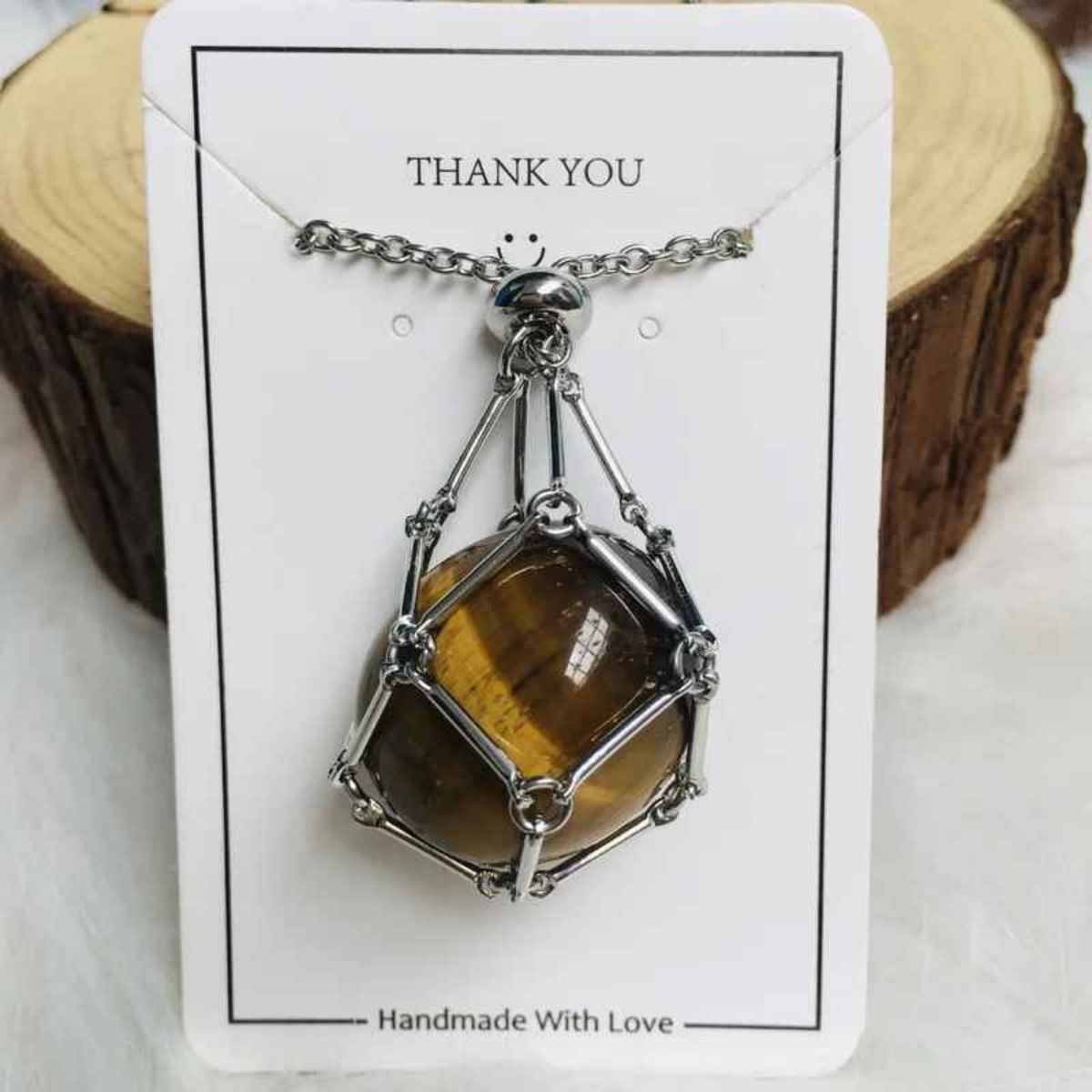 Crystal Gemstone Holder Necklace