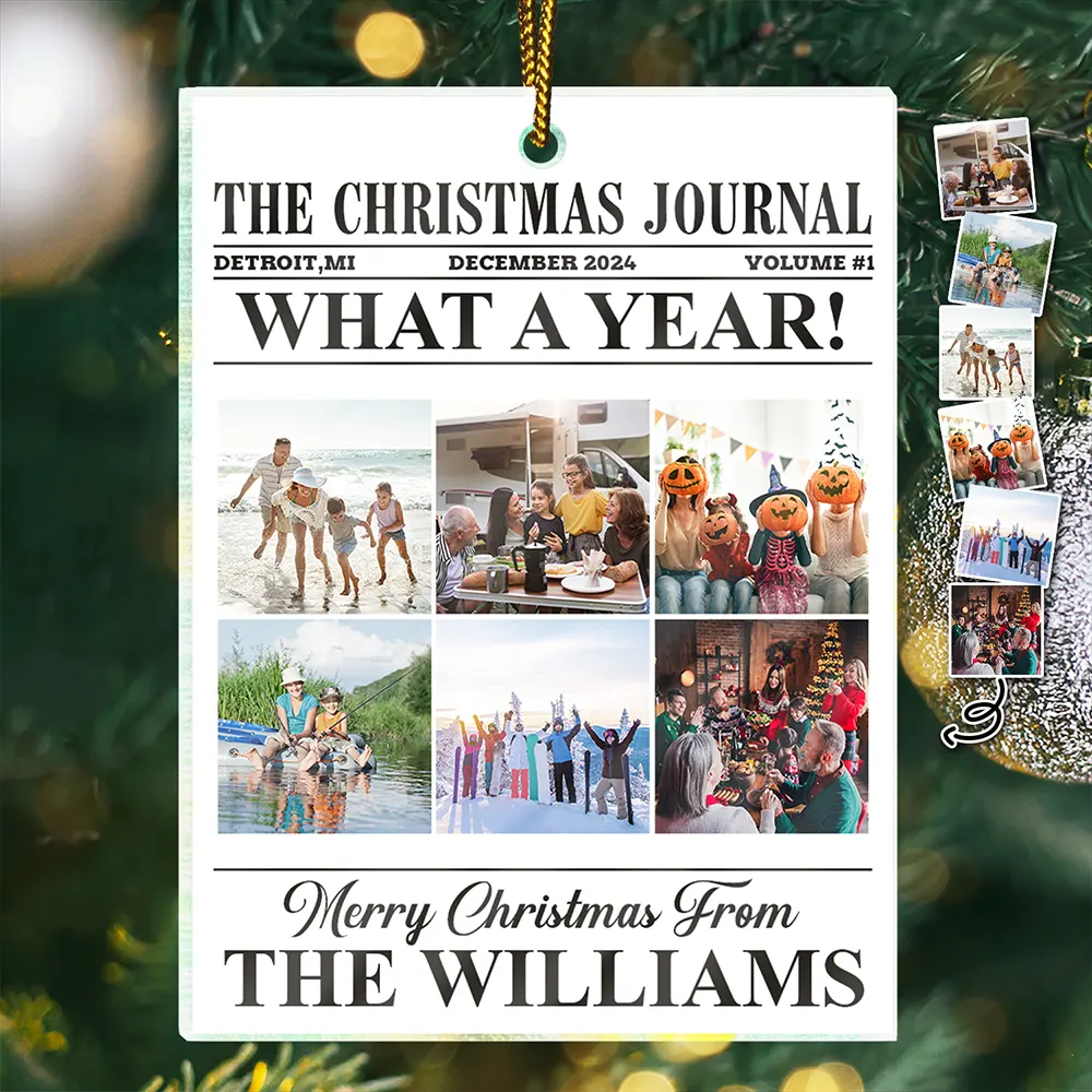Custom Photo The Christmas Journal What A Year For Family And Friends - Personalized Acrylic Ornament