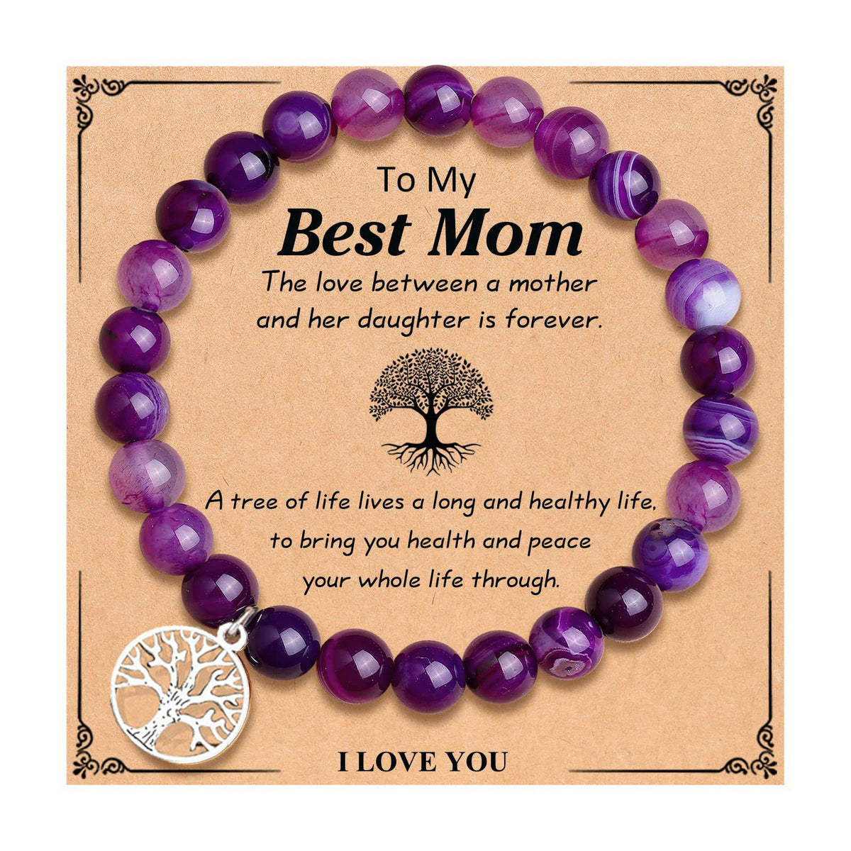 Hand Woven Bracelet With Gift Card, Healing Crystal Bracelet Mother's Day Gift