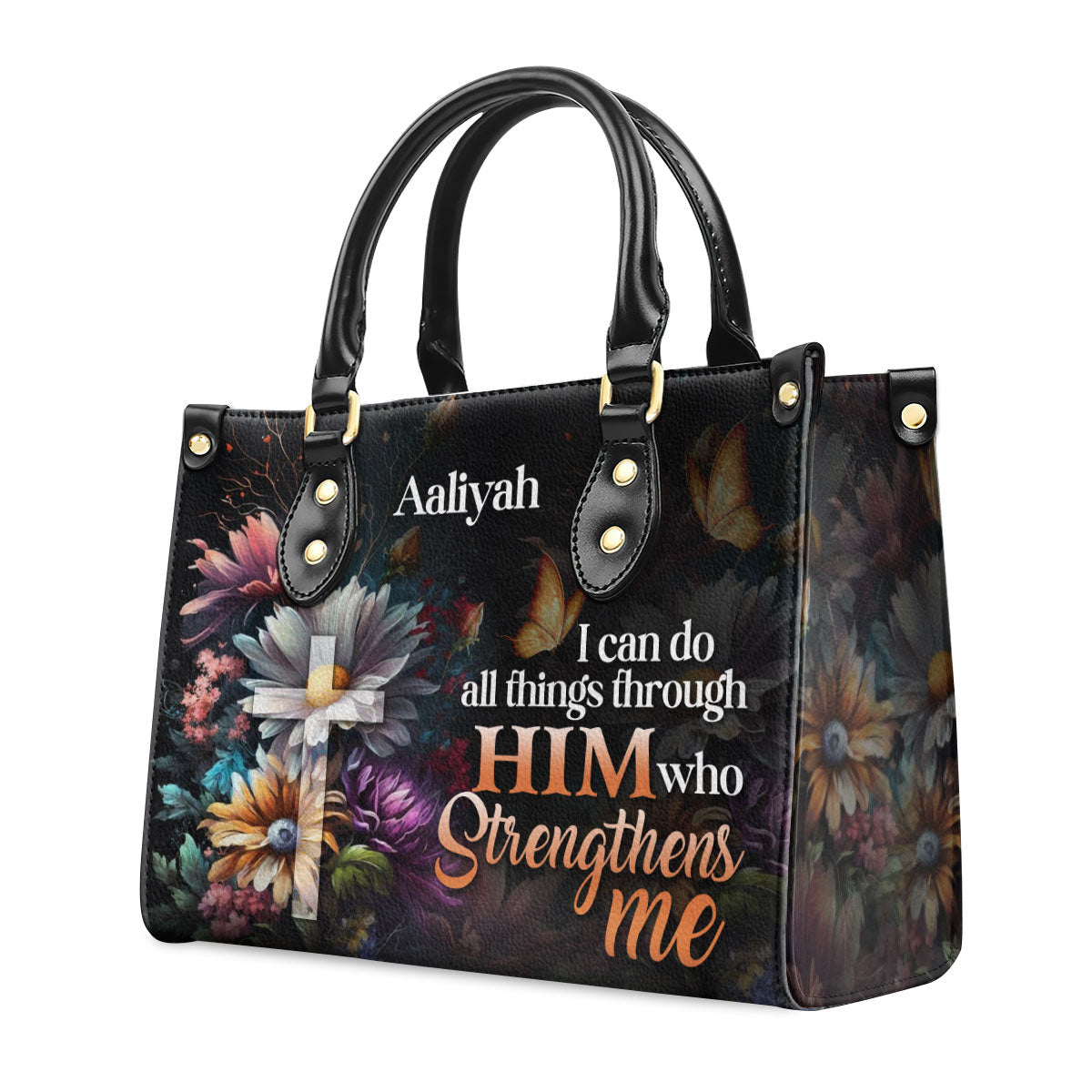 I Can Do All Things Through Him - Personalized Leather Handbag