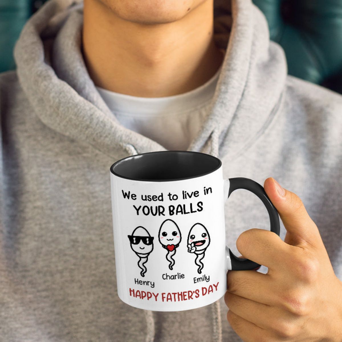 We Used To Live In Your Balls - Family Personalized Accent Mug - Father's Day, Mother's Day, Birthday Gift For Dad, Mom
