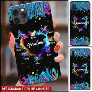 Personalized Grandma Mom Colorful Smoke Heart Butterflies Phone Case