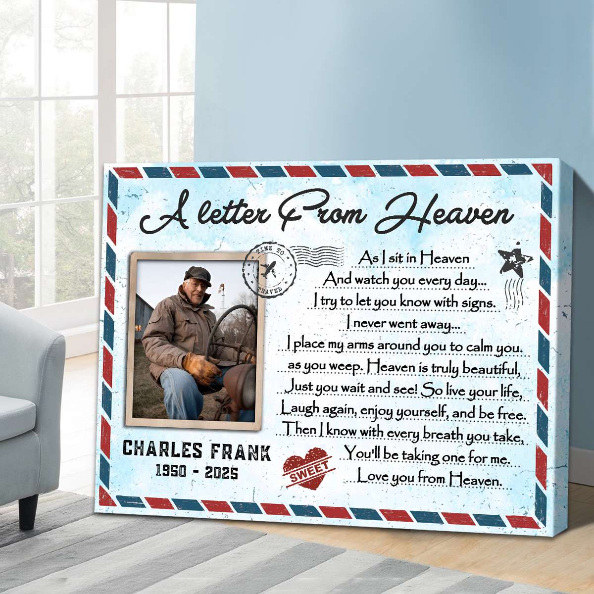 A Letter From Heaven – Personalized Memorial Gift For Loss Of Loved One Canvas Poster