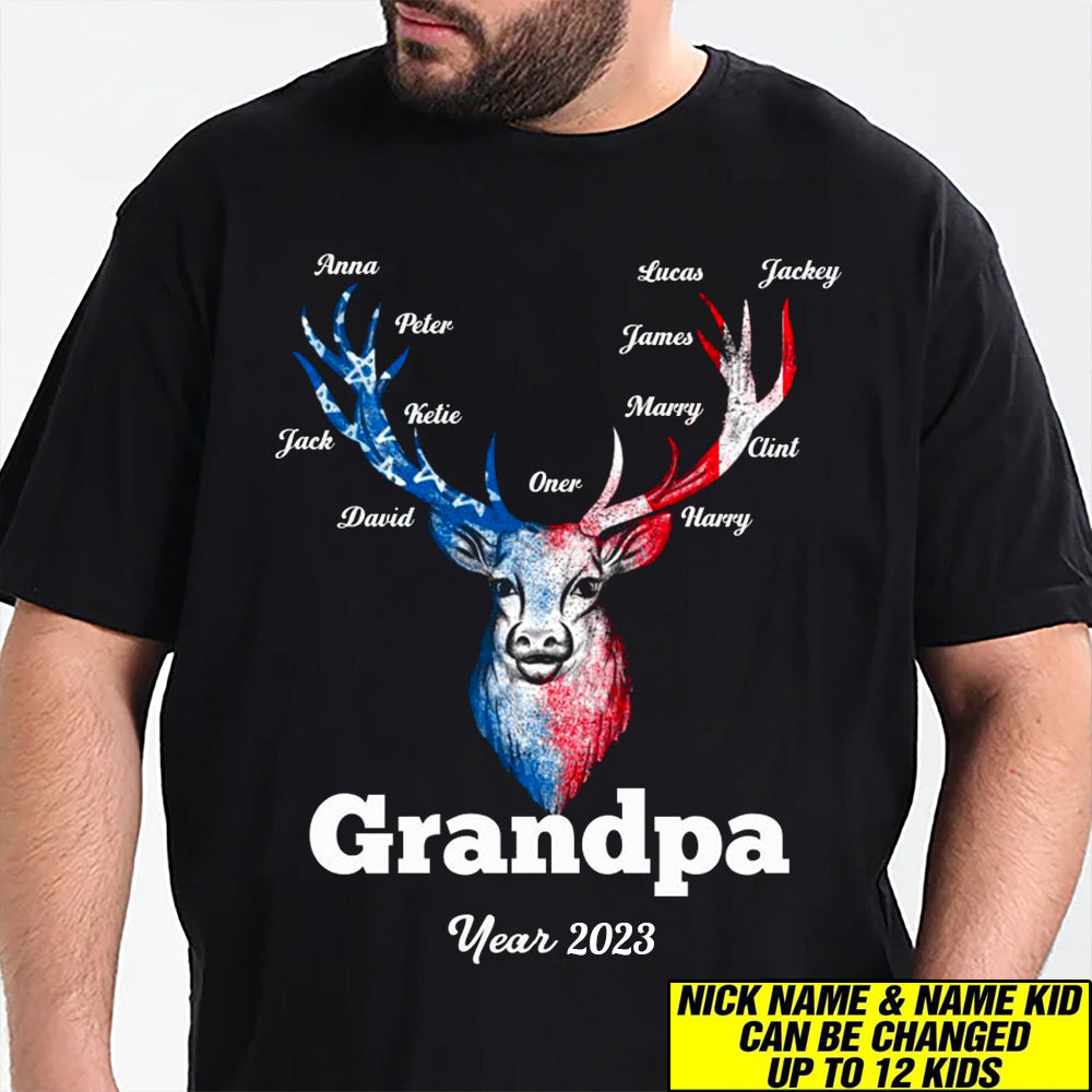 Personalized Grandpa Flag Independence Day T-Shirt