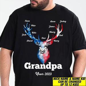 Personalized Grandpa Flag Independence Day T-Shirt