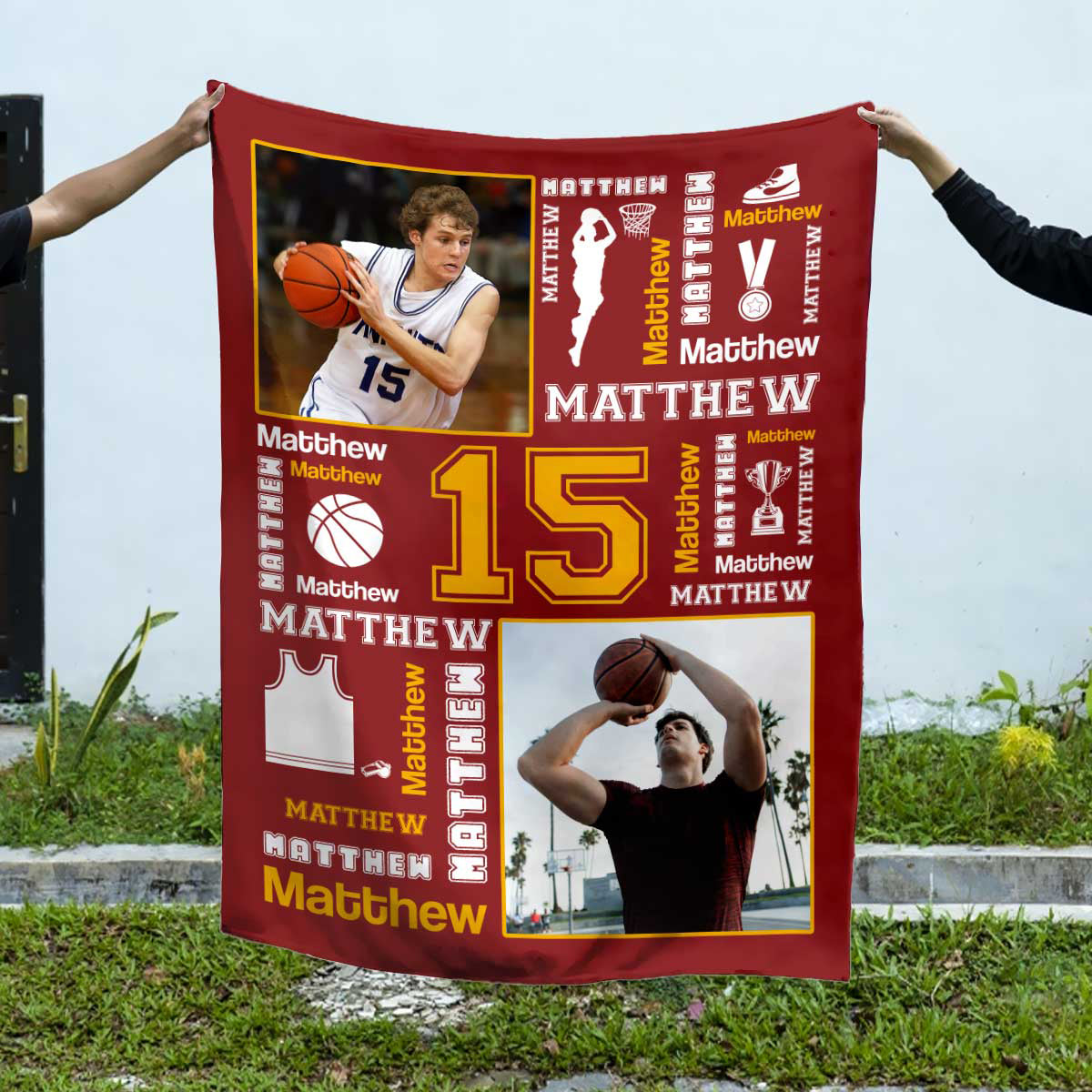 Basketball Name Blanket Personalized With Photo, Custom Gifts For Basketball Players, Senior Basketball Gifts For Him