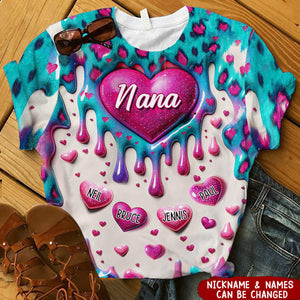 Personalized 3D Coloful Sweet Heart Dripping All-over Print T Shirt