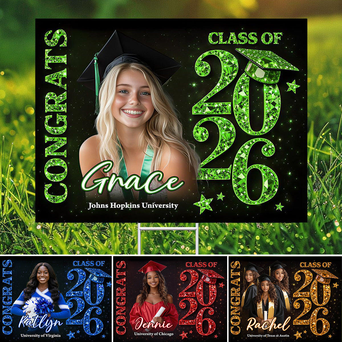 Congrats Senior 2026 Lawn Sign, Graduation Gift - Personalized Graduation Yarn Sign