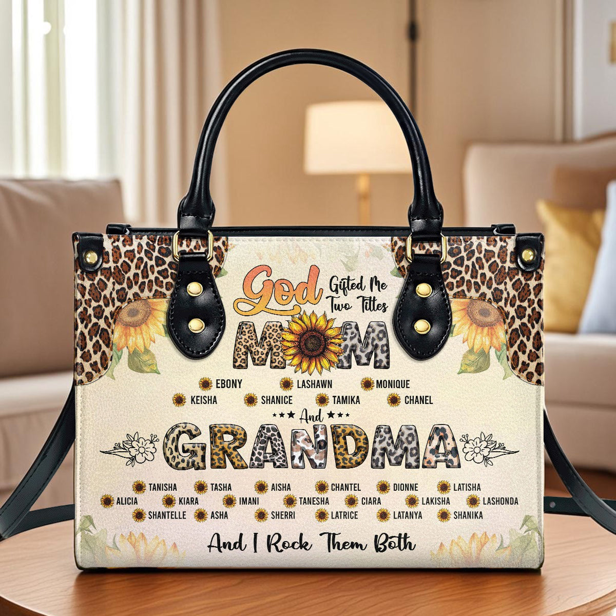 Personalized Leather Handbag - God Gifted Me Two Titles Mom And Grandma And I Rock Them Both