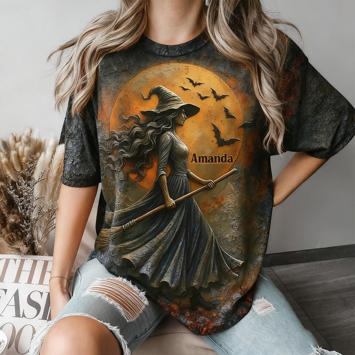 Custom Unisex T-shirt - Personalized Halloween Witchy Gifts For Besties, Sisters, BFF, Family, Yourself