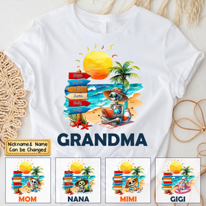 Personalized Summer Beach Grandma Mom Skull Sign Pure Cotton T-shirt