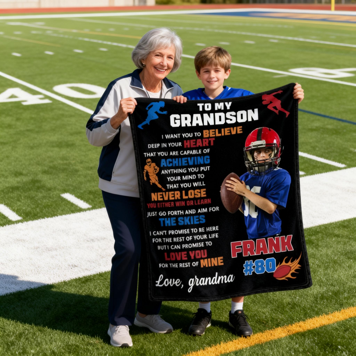 Custom Photo Personalized American Football Blanket Gift for American Football Player