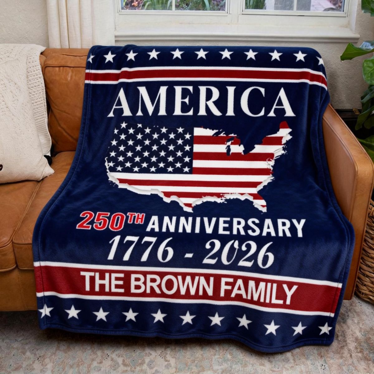 America 250th Anniversary Blanket Personalized Family Name Blanket