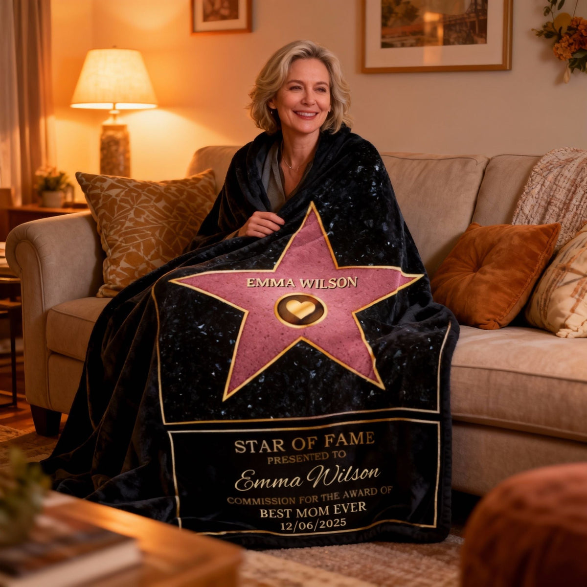 Mom Star Of Fame - Family Personalized Custom Blanket Gift for Mom