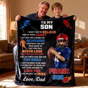 Custom Photo Personalized American Football Blanket Gift for American Football Player